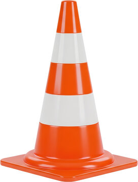 A Single Bright Orange Traffic Cone With Two Reflective White Bands Stands Upright On A Flat Base Isolated On A Transparent Background Orange Cone Safety Cone Warning Cone Construction Cone