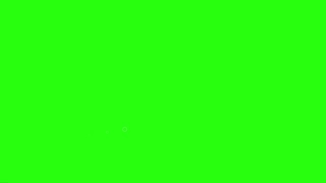 Animated white circles moving from left to right on a green screen background