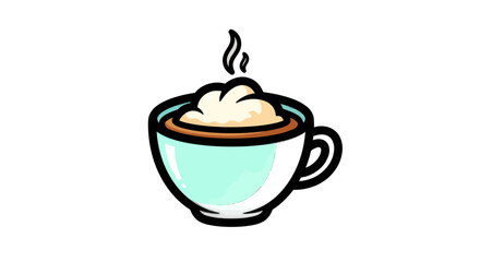 A delightful cup of coffee with creamy foam and steam rising gently.