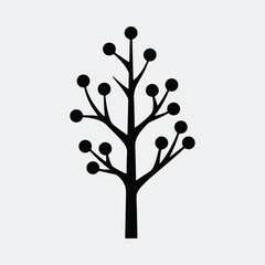 Silhouette abstract tree with berries simple minimalistic style vector illustration