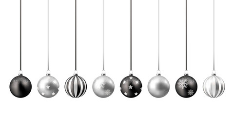 Silver and black christmas balls	