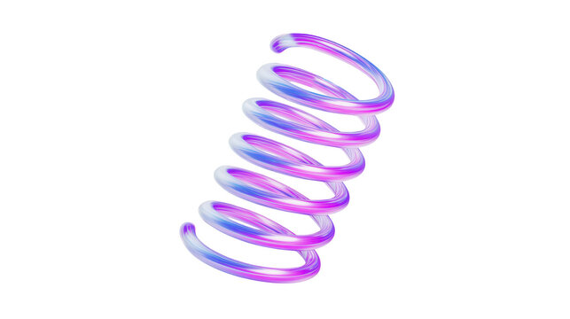 a holographic iridescent spiral tube with swirling colors of pink and blue against a black background with abstract lines
