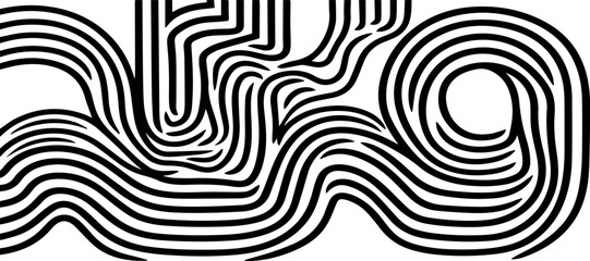 Abstract black white background with complex, distorted, parallel lines, Monochrome vector illustration with fluid, wavy, and swirling line patterns, Abstract organic texture with distorted, wavy