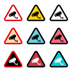 Set of closed circuit television camera icon, CCTV video protection, vector illustration .