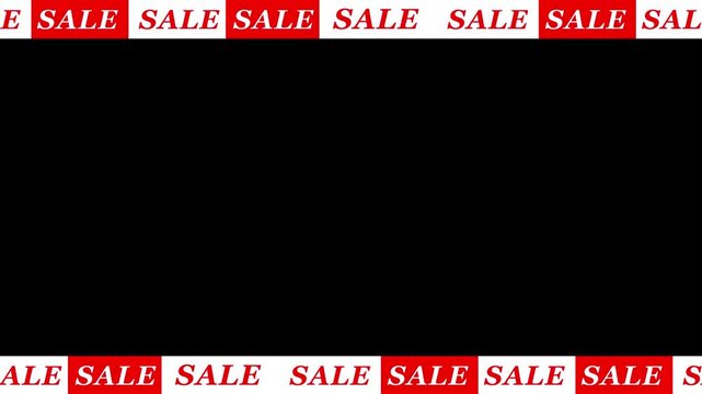 Rectangular frame with repeating SALE text moving around on a black background. sale text moving concept