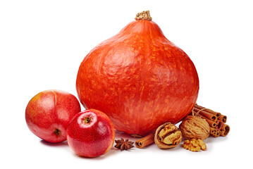 Seasonal nuts and fruits scene, Warm textured composition featuring seasonal autumn flavors and tones