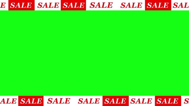 Rectangular frame with repeating SALE text moving around on a green background. sale text moving concept.