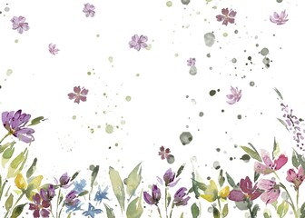 Watercolor painting of wildflowers, tenderness, spring