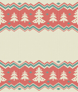 Christmas seamless pattern knitted sweater style background. Vector.