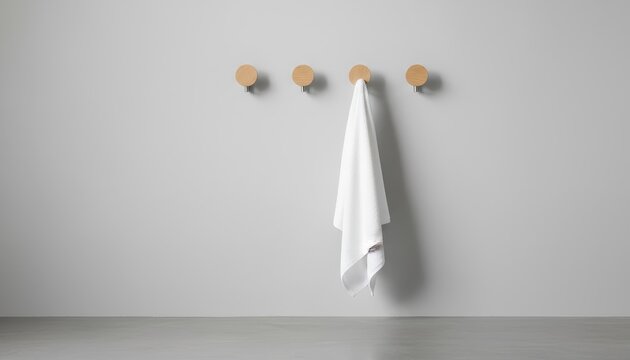 Simple wall hooks with white towel clean modern feel
