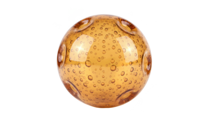 Decorative Amber Glass Ball With Bubbles on White Background