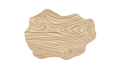 Abstract Wooden Shape With Grain Lines on White