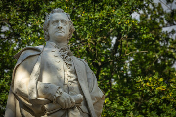 Marble Statue of Johann Wolfgang von Goethe, German Poet, Playwright, Statesman, Scientist, and Philosopher - Close-up with Copyspace