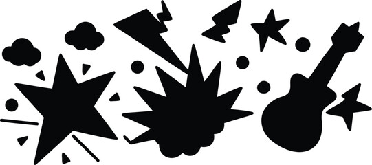 Black fire silhouette vector illustration with decorative design elements