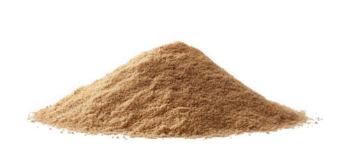 Pile of brown powder isolated on transparent background, showcasing its fine texture and earthy tone, ideal for culinary or industrial applications and presentations