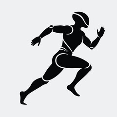 Silhouette robot runner athletic running humanoid artificial intelligence vector illustration