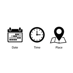 date time place event location planner icons set