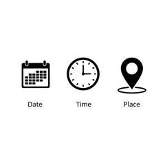 date time place icons event planning schedule