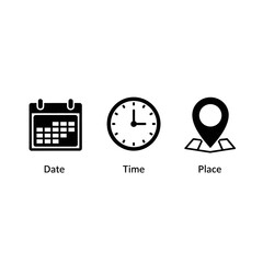 date time place event planning schedule icons