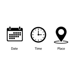 date time place icons event planning schedule location