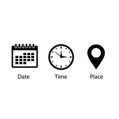 date time place information schedule planning icons