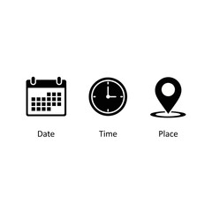 date time place icons event schedule location information