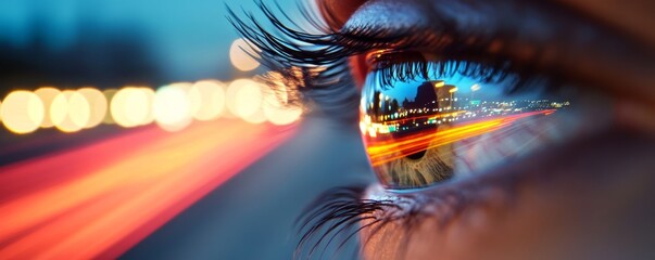 Eye See the City Macro Shot, Light Trails, Vision , Perspective