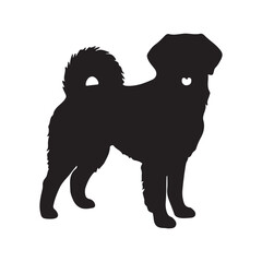 Silhouette of a fluffy dog standing