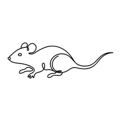 Elegant continuous line drawing of a mouse, a minimalist vector illustration perfect for clean and modern design projects