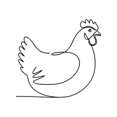 Minimalist continuous line drawing depicting a serene farm hen, perfect for elegant poultry animal design