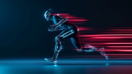 Futuristic Robot Runner with Motion Blur, Sci-fi ,Speed