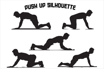 Push-Up Training Positions Vector Silhouette