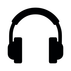 Silhouette of headphones, deep black vector illustration.
