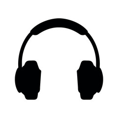 Silhouette of headphones, deep black vector illustration.