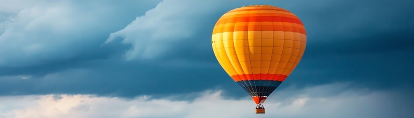 Naklejka premium Hot Air Balloon Ascending with Storm Clouds, Adventure , Travel