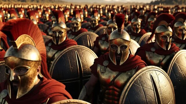 Spartan warriors advancing into dynamic battle