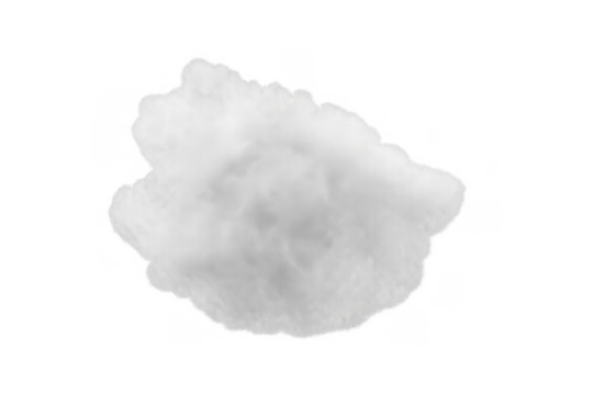 White fluffy cloud or smoke element on transparent background for weather, pollution or digital design