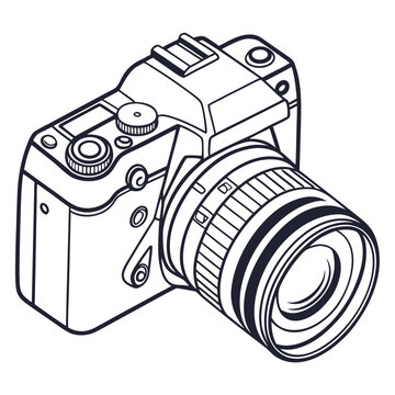 Modern digital single lens reflex camera isolated on in vector
