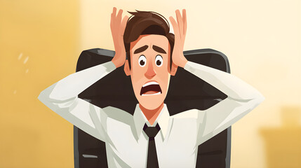 Stressed businessman panicking and experiencing burnout