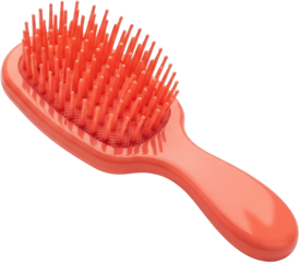 An Isolated Coral Colored Hair Detangling Brush With Flexible Bristles And A Comfortable Ergonomic Handle On A Transparent Background Hairbrush Hair Care Styling Tool Beauty Personal Care