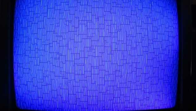 Abstract blue screen static with geometric patterns creating a distorted and textured visual effect television - Powered by Adobe