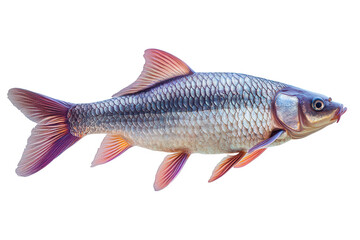 Fototapeta premium A vibrant ruby carp isolated on transparent background, showcasing its iridescent scales and graceful form in a studio setting, capturing its beauty