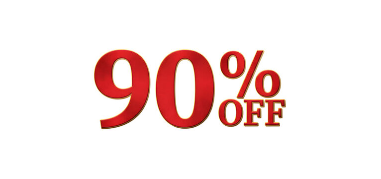 90 Percent Off Discount Label on Transparent Background for Sales and Marketing Promotions