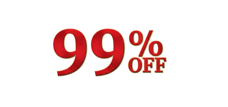 99 Percent Off Discount Label on Transparent Background for Promotions and Marketing Design