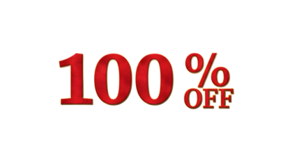 100 Percent Off Discount Label on Transparent Background for Promotions and Marketing