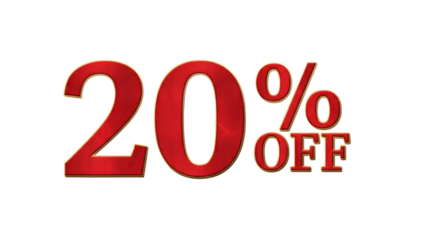 20 Percent Off Discount Label on Transparent Background for Sales Promotions and Marketing