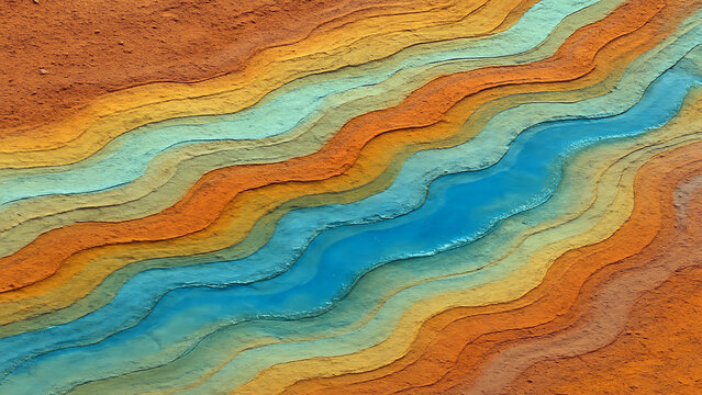 Abstract wavy layers of orange yellow and blue background