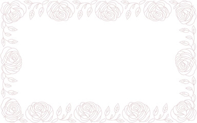 Rose Border Frame with Leaves floral decorative