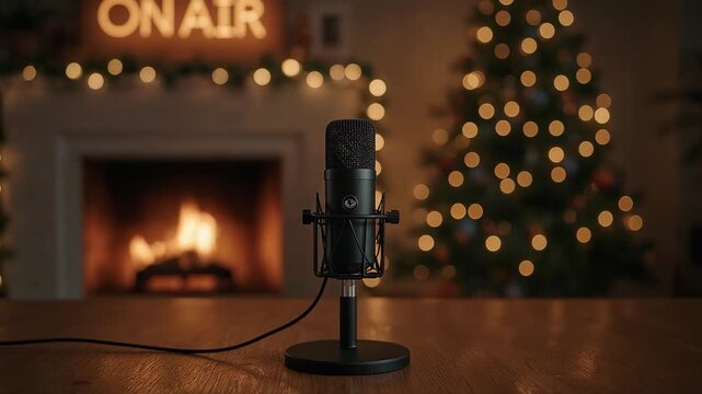 Christmas Podcast On-Air Mic Zoom Looping HD &mdash; Set 17 of 20