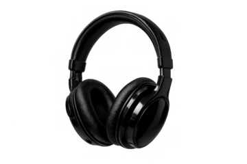 Black wireless headphones providing immersive audio experience, enjoying music and sound, modern technology gadget